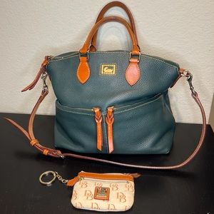 DOONEY & BOURKE Dillen Double Pocket Satchel CONVERTIBLE Shoulder Bag Dark Green